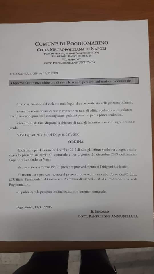 ordinanza chiusura